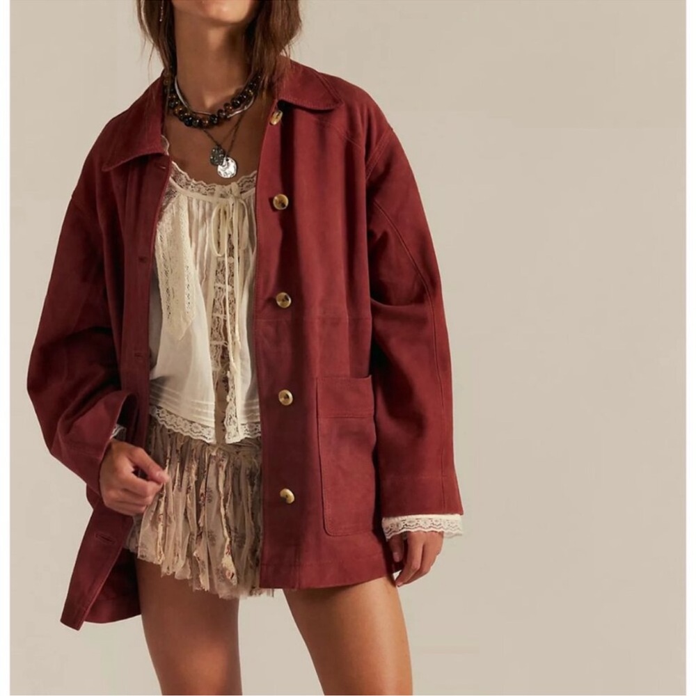 Nwt Free People Annalise Suede Jacket We The Free Marsala Red Small